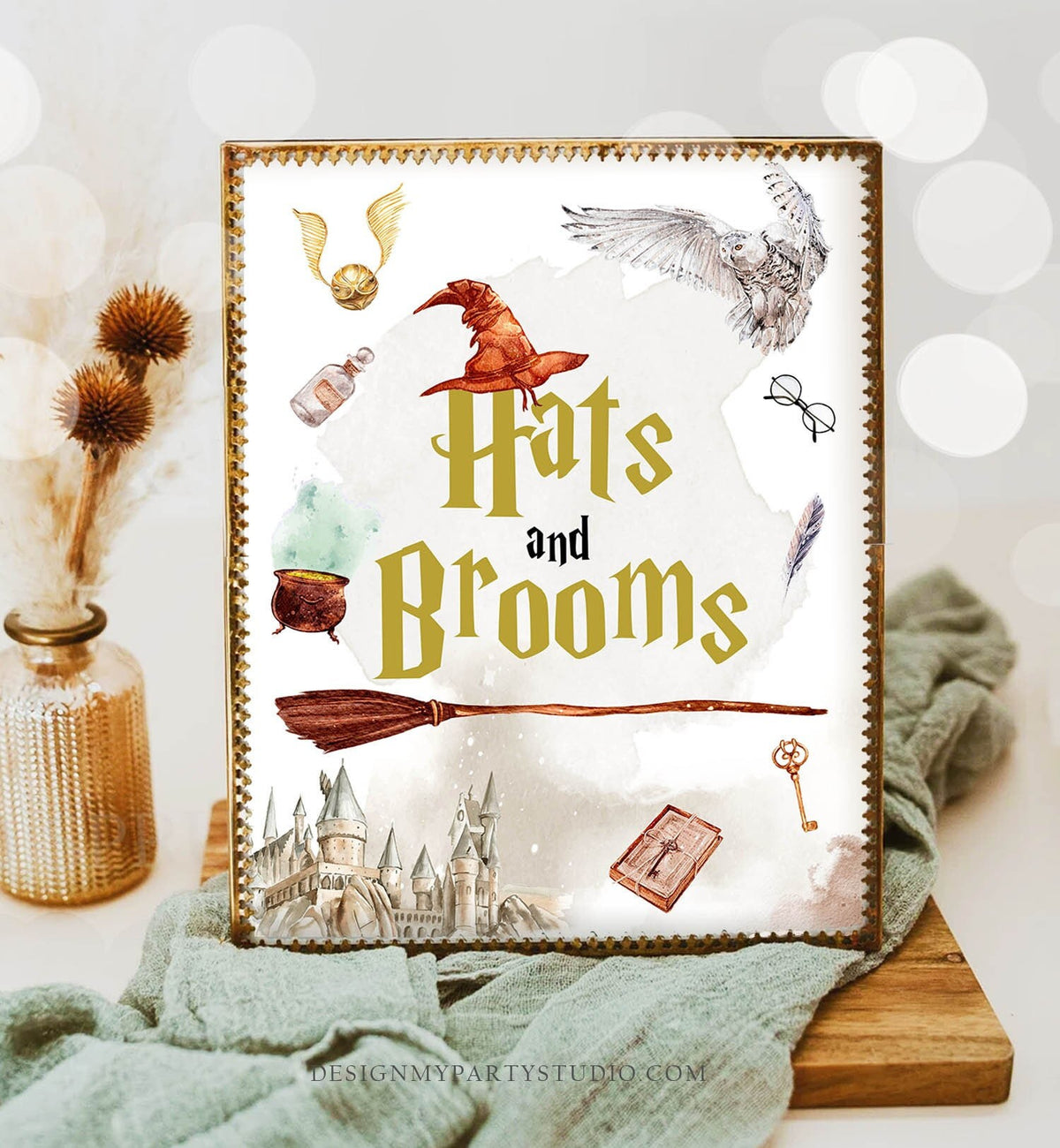 Wizard Party Sign Wizard Birthday Sign Hats and Brooms Sign Party Decor Favors The Chosen One Magical Shower Sign Download PRINTABLE 0440