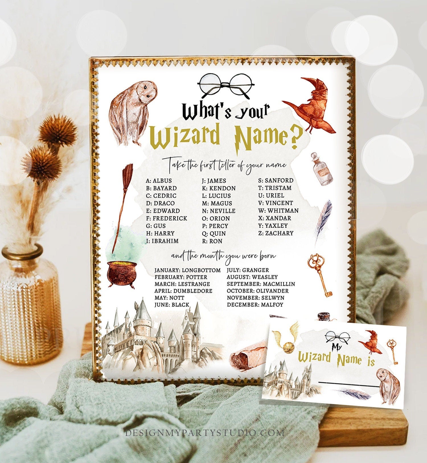 What Is your Wizard Name Game Wizard Birthday Game Party Activity Magical Wizard Theme Party Activity Template Printable Corjl 0440