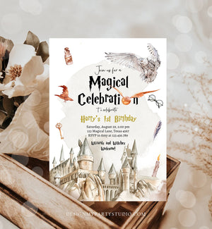 Editable Wizard Birthday Invitation Magical Wizardry School Birthday Witches Wizard Magical Birthday Download Printable Template Corjl 0440