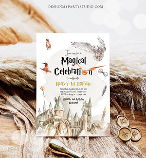 Editable Wizard Birthday Invitation Magical Wizardry School Birthday Witches Wizard Magical Birthday Download Printable Template Corjl 0440