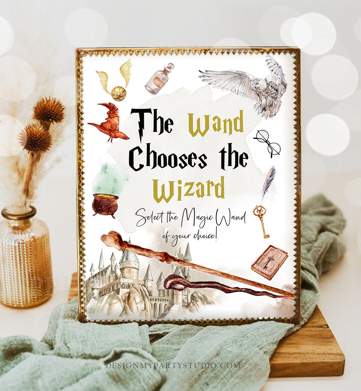 Wizard Party Sign Wizard Birthday Sign Wand Chooses the Wizard Party Decor Favors Sign The Chosen One Magical Shower Download PRINTABLE 0440