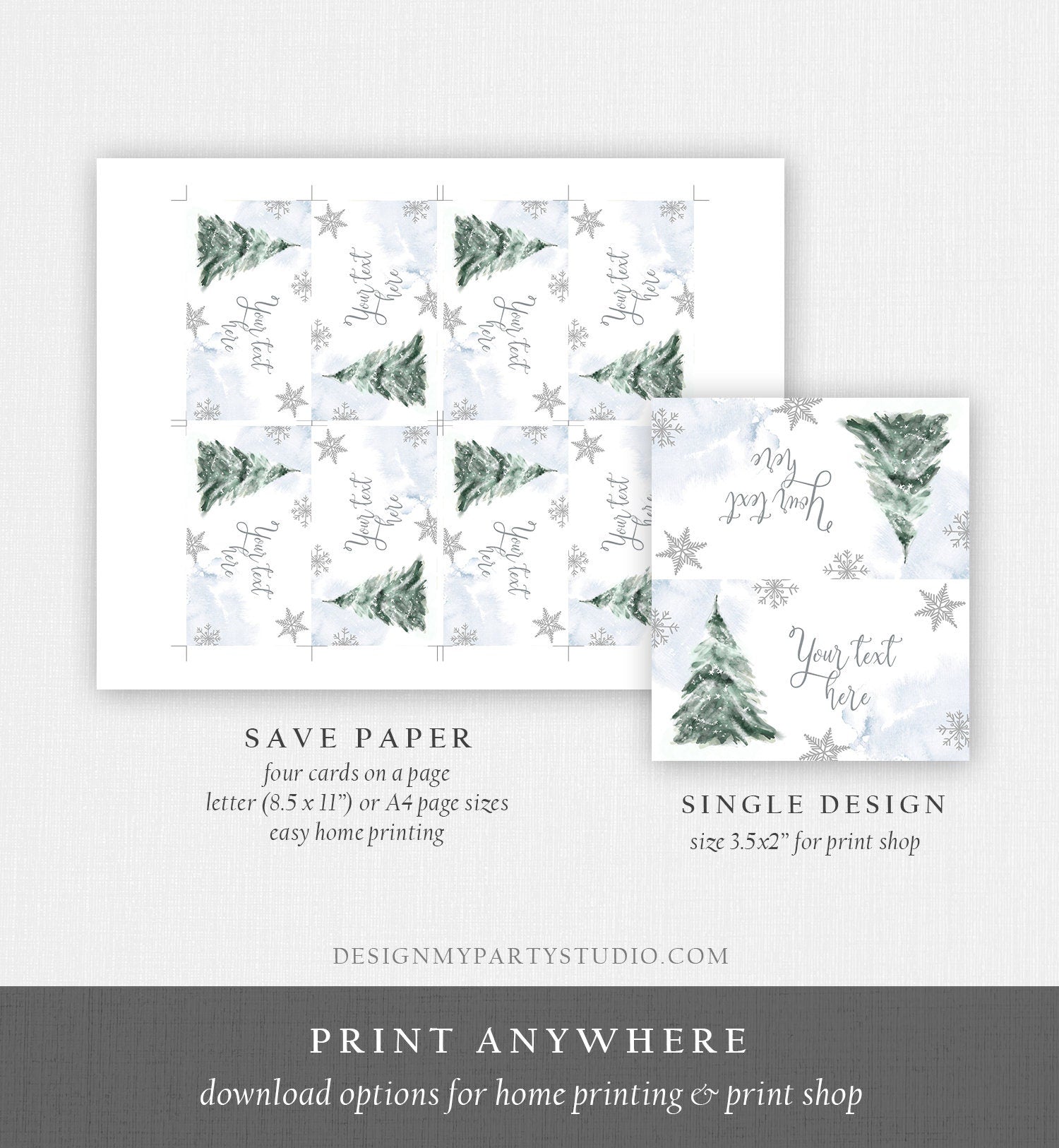 Editable Baby It's Cold Outside Tent Cards Winter Tree Labels Boy Birthday Baby Shower Place Cards Christmas Printable Template Corjl 0363