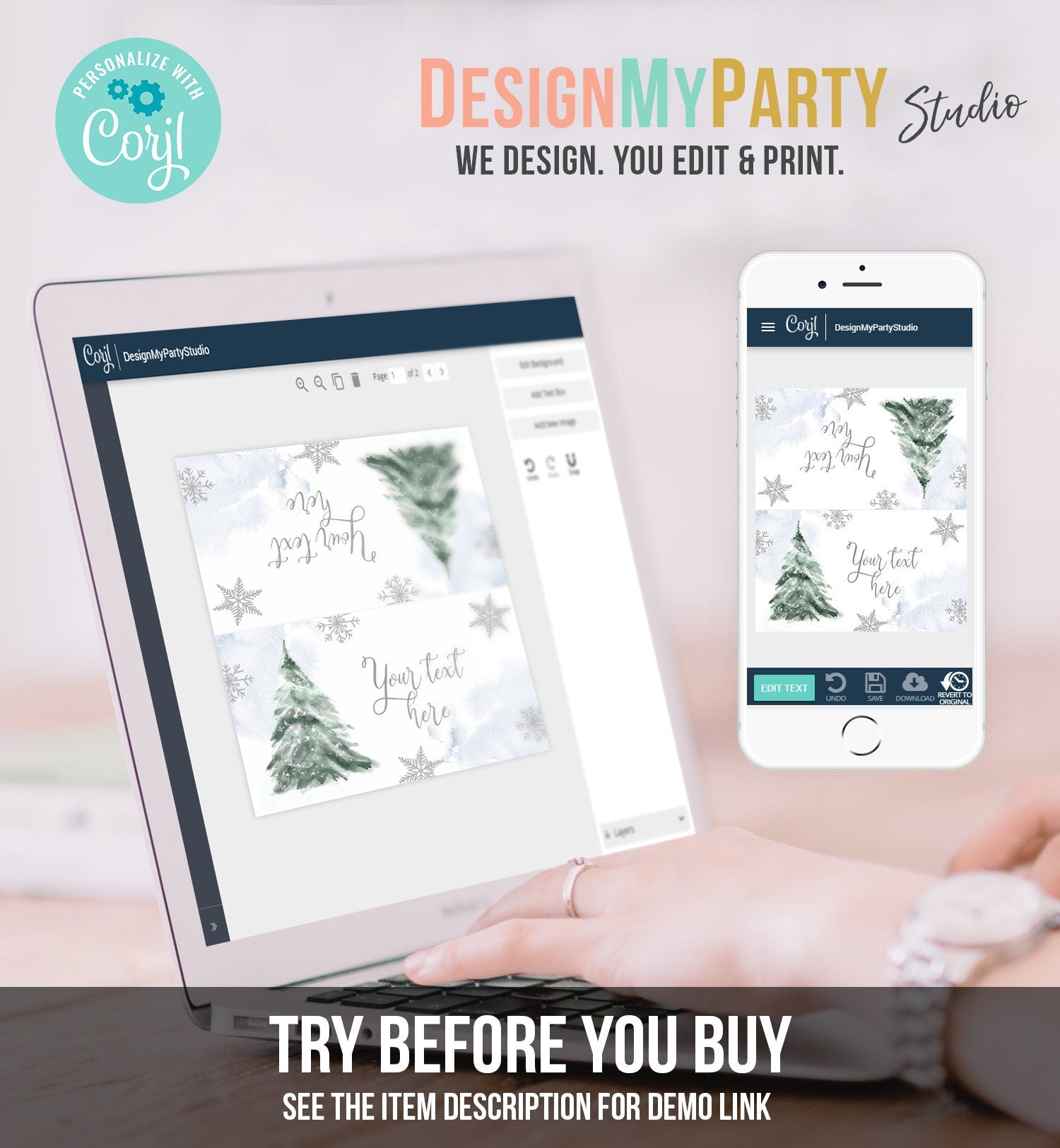 Editable Baby It's Cold Outside Tent Cards Winter Tree Labels Boy Birthday Baby Shower Place Cards Christmas Printable Template Corjl 0363