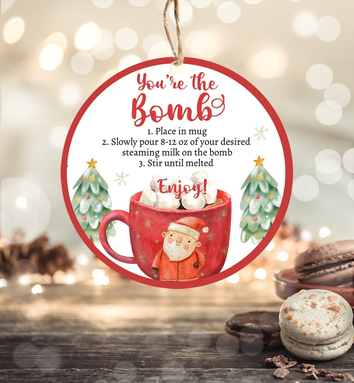 Editable Hot Chocolate Bomb Tags Bomb Instructions Cookies and Cocoa Favor Tags Winter Christmas You&#39;re The Bomb Digital PRINTABLE 0445 0443