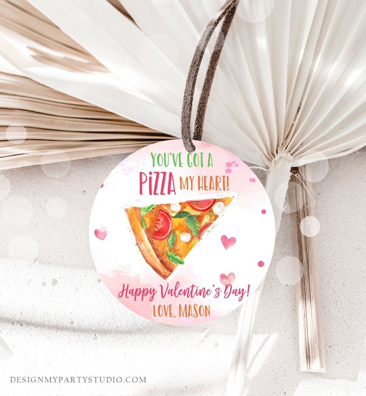 Editable Valentine You&#39;ve Got A Pizza My Heart Favor Tag Cookie Tag Valentine&#39;s Day Sticker Kids School Pizza Tags Template Printable 0370