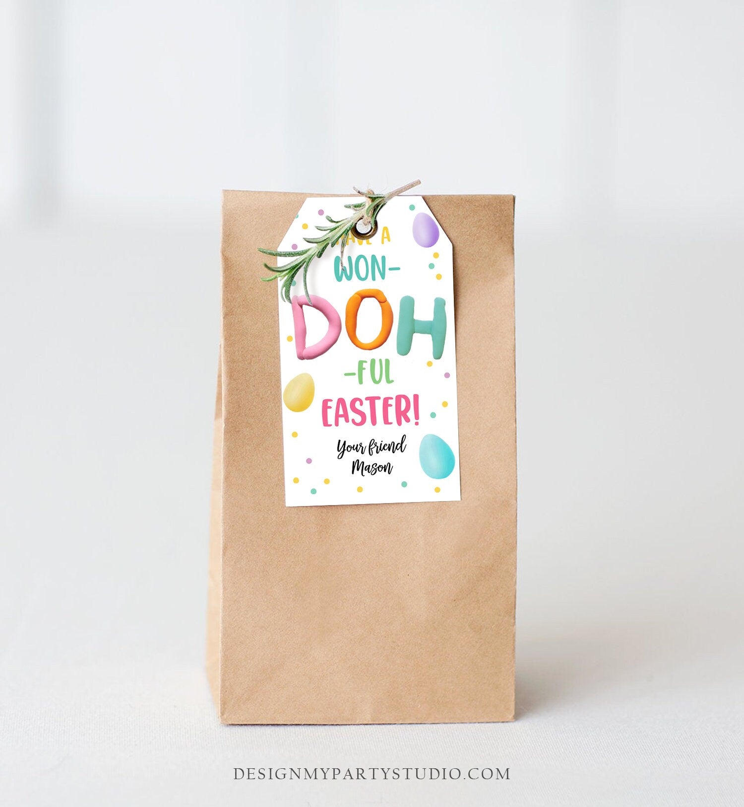 Editable Play-Doh Easter Gift Tags Easter Favor Tags Clay Toy Easter Cards Kids School Won Doh Ful Personalized Tag Digital PRINTABLE 0449