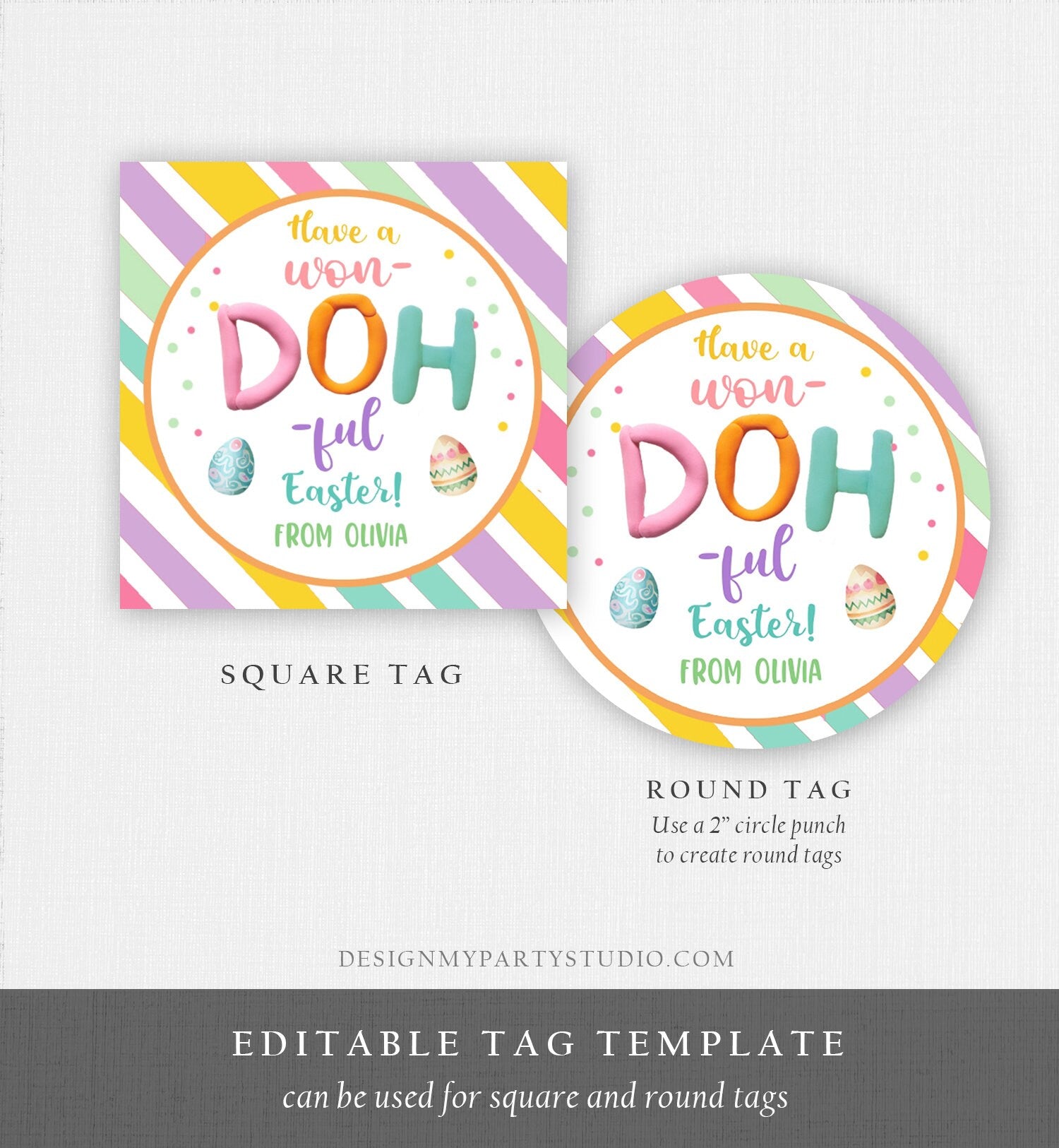 Editable Play-Doh Easter Gift Tags Easter Favor Tags Clay Toy Easter Cards Kids School Won Doh Ful Personalized Tag Digital PRINTABLE 0449