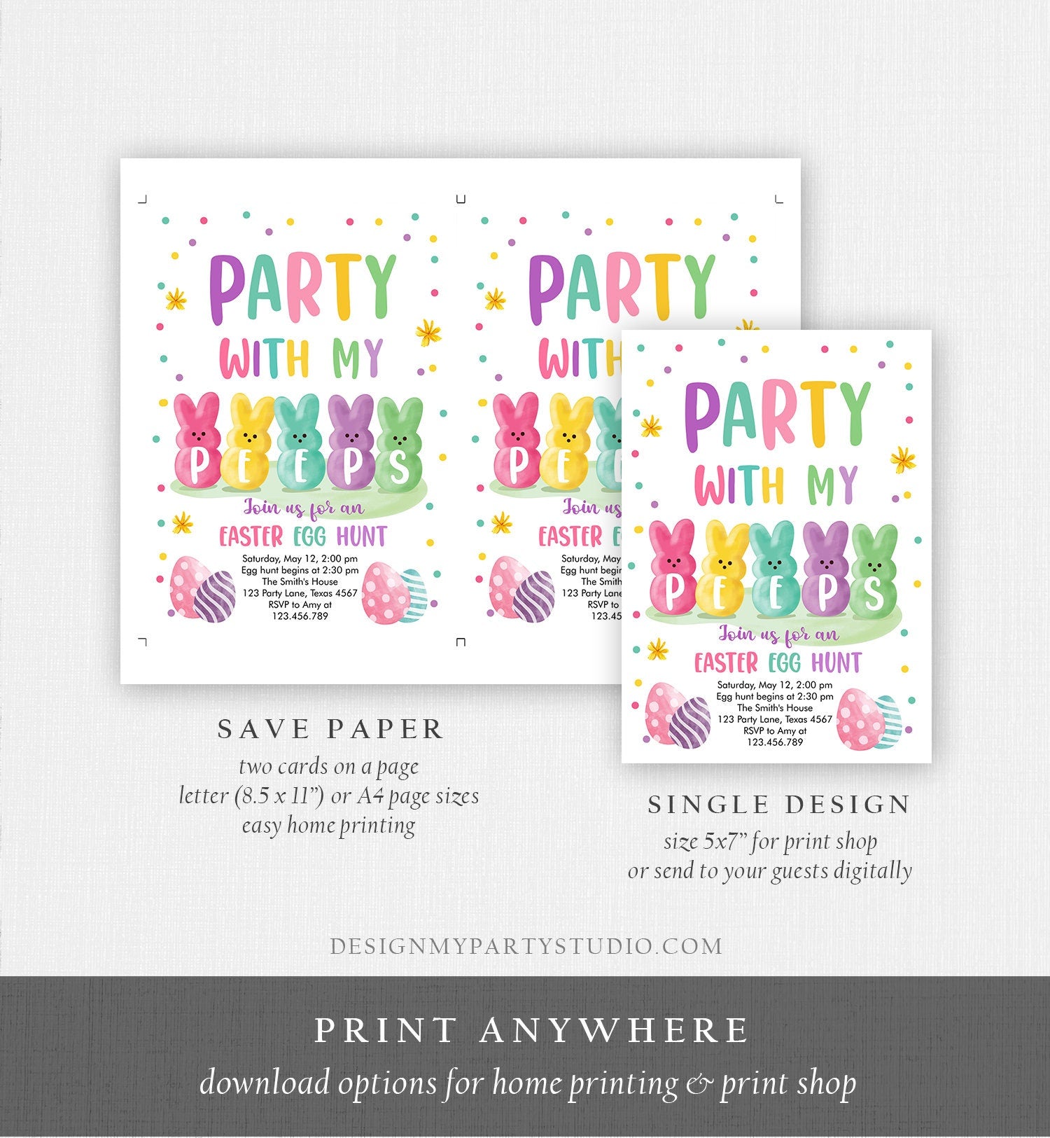 Editable Easter Egg Hunt Invitation Easter Peeps Invitation Easter Invite Party With My Peeps Spring Download Printable Template Corjl 0449