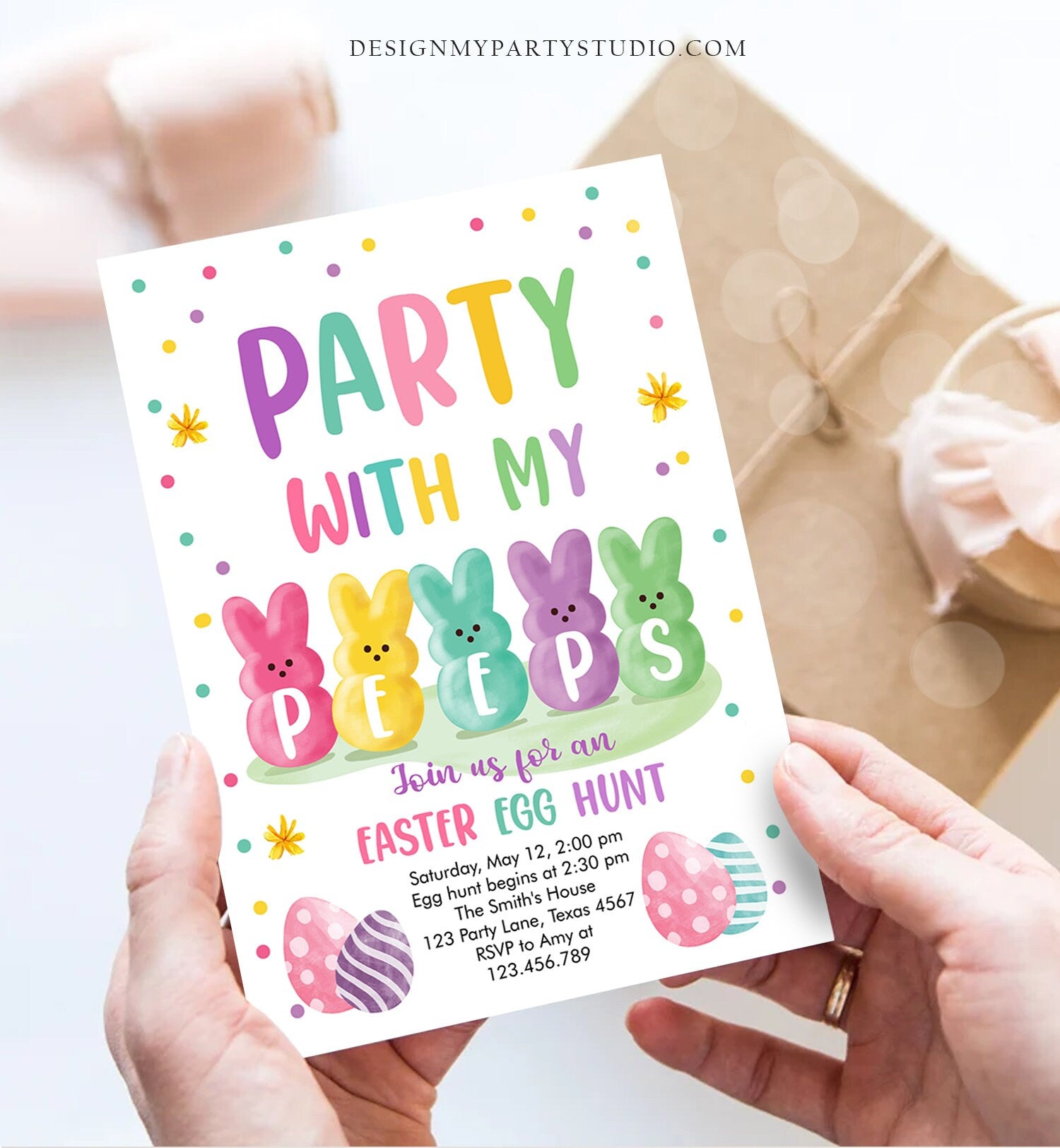 Editable Easter Egg Hunt Invitation Easter Peeps Invitation Easter Invite Party With My Peeps Spring Download Printable Template Corjl 0449