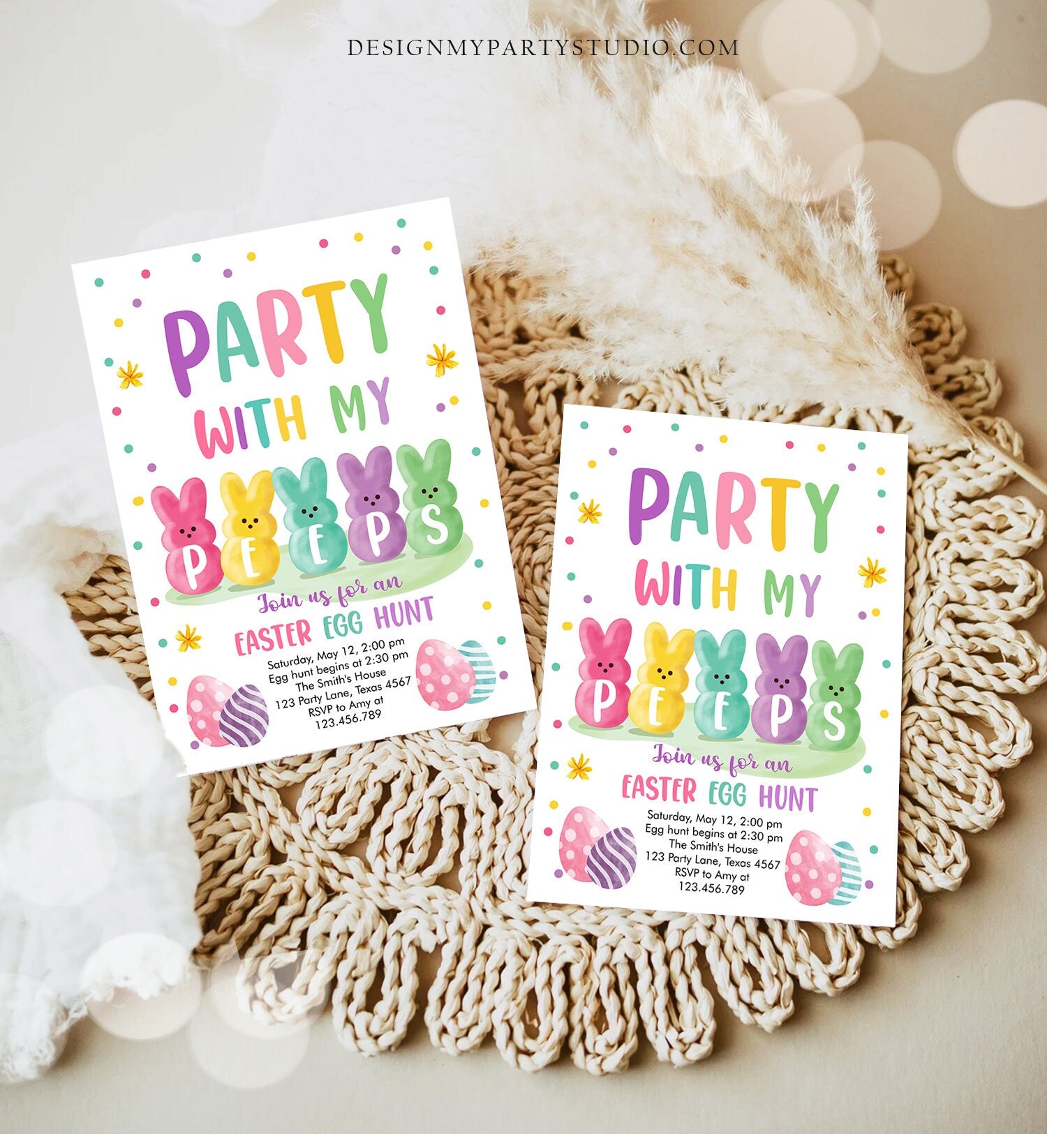 Editable Easter Egg Hunt Invitation Easter Peeps Invitation Easter Invite Party With My Peeps Spring Download Printable Template Corjl 0449