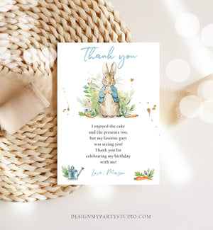 Editable Peter Rabbit Birthday Thank You Card Blue Boy Baby Shower Rustic Peter Rabbit Spring Bunny Digital Corjl Template Printable 0351