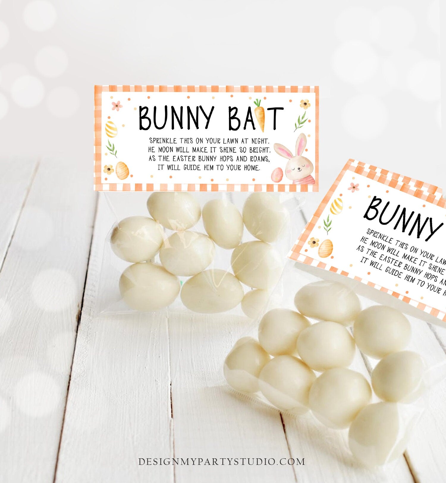 Editable Easter Bunny Bait Treat Bag Toppers Easter Favor Bag Easter Treat Kids School Easter Basket Food Tag Corjl Template Printable 0449