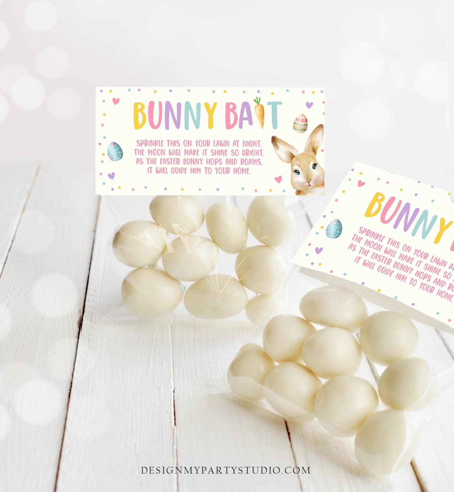 Editable Easter Bunny Bait Treat Bag Toppers Easter Favor Bag Easter Treat Kids School Easter Basket Food Tag Corjl Template Printable 0449