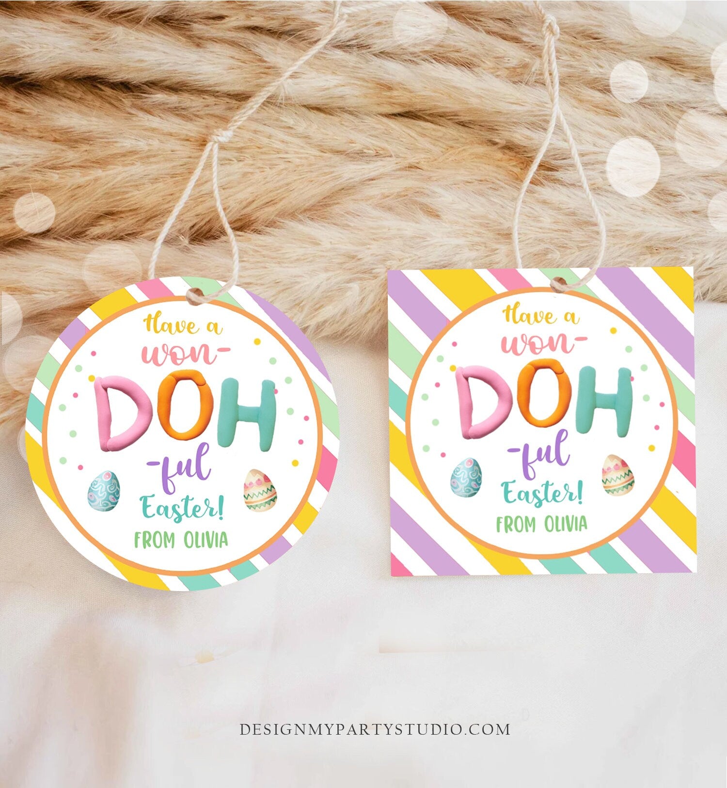 Editable Play-Doh Easter Gift Tags Easter Favor Tags Clay Toy Easter Cards Kids School Won Doh Ful Personalized Tag Digital PRINTABLE 0449