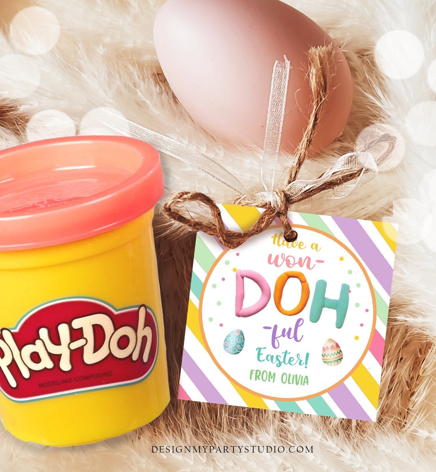 Editable Play-Doh Easter Gift Tags Easter Favor Tags Clay Toy Easter Cards Kids School Won Doh Ful Personalized Tag Digital PRINTABLE 0449