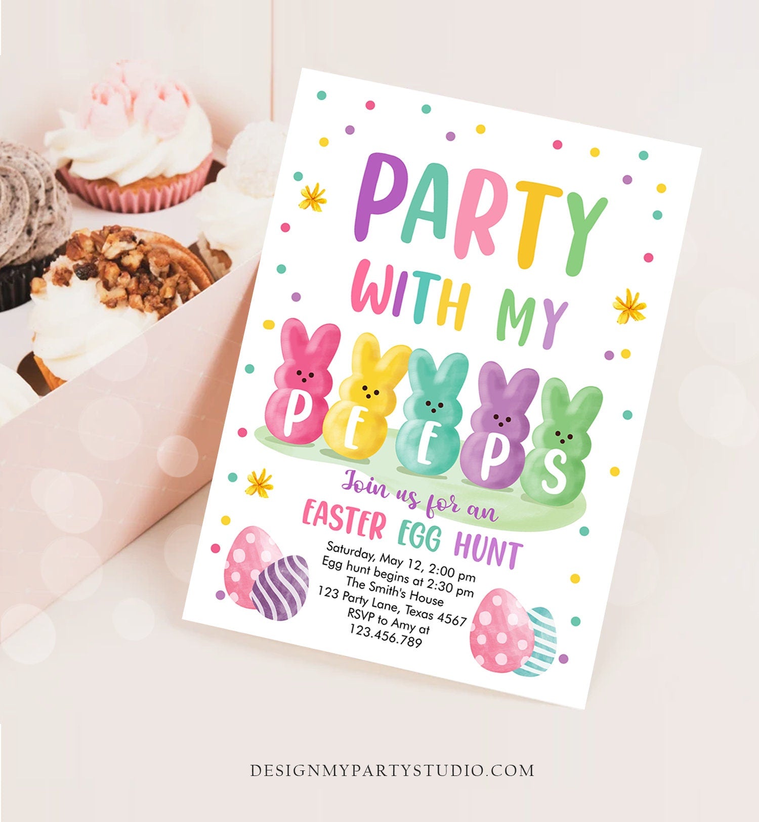 Editable Easter Egg Hunt Invitation Easter Peeps Invitation Easter Invite Party With My Peeps Spring Download Printable Template Corjl 0449