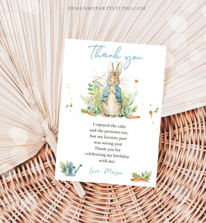 Editable Peter Rabbit Birthday Thank You Card Blue Boy Baby Shower Rustic Peter Rabbit Spring Bunny Digital Corjl Template Printable 0351