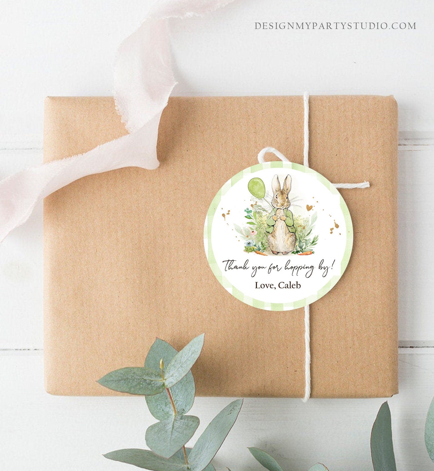 Editable Peter Rabbit Favor Tags Bunny Thank you Tags Round Boy Birthday Labels Thanks Hopping By Printable Download Corjl Template 0351