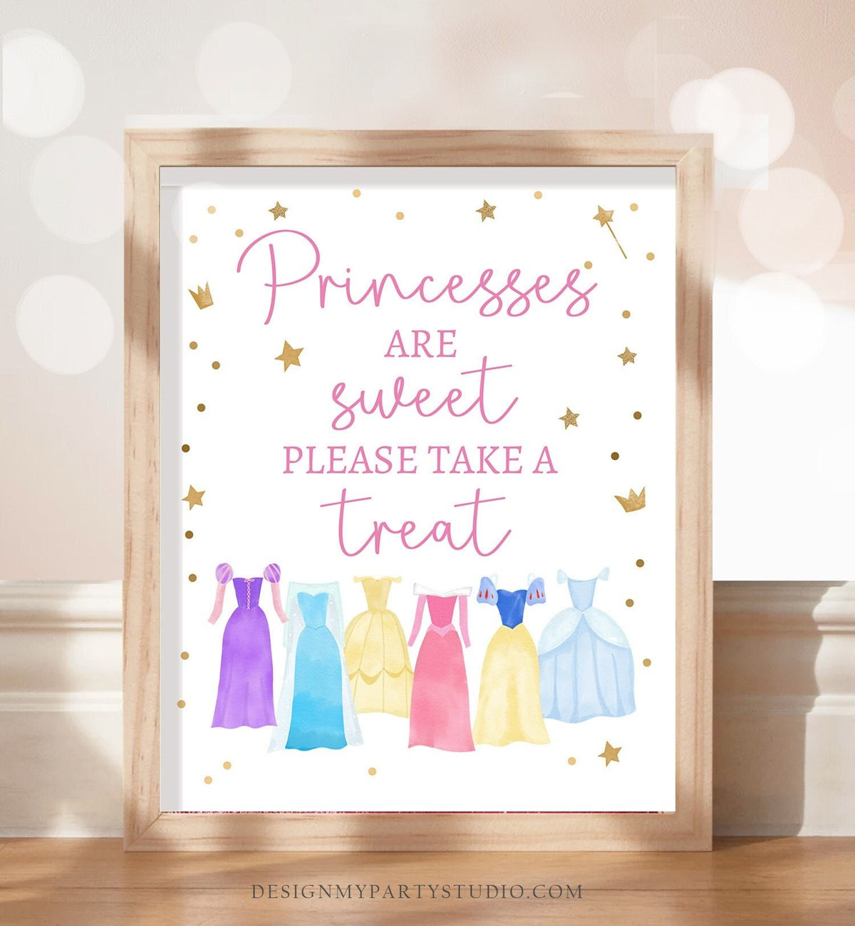 Princesses Are Sweet Sign Princess Birthday Party Sign Sweets and Treats Princess Decor Dress-Up Printable Instant Download PRINTABLE 0462