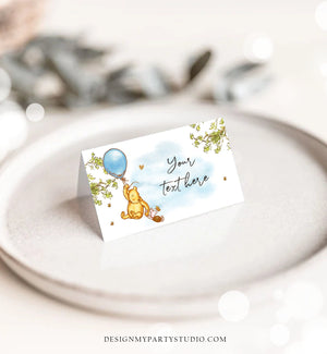 Editable Classic Winnie The Pooh Food Labels Pooh Place Card Tent Card Escort Card Pooh Baby Shower Decor Boy Printable Corjl Template 0425