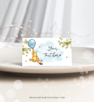 Editable Classic Winnie The Pooh Food Labels Pooh Place Card Tent Card Escort Card Pooh Baby Shower Decor Boy Printable Corjl Template 0425