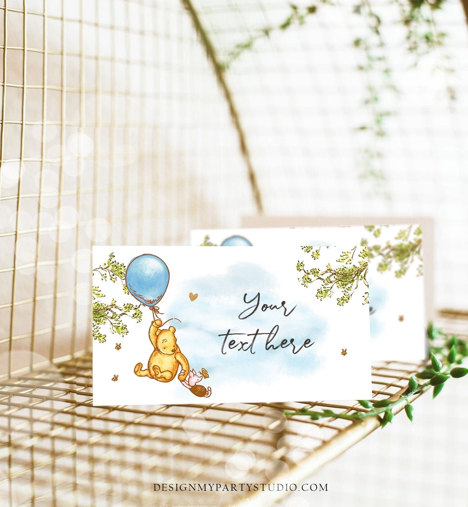 Editable Classic Winnie The Pooh Food Labels Pooh Place Card Tent Card Escort Card Pooh Baby Shower Decor Boy Printable Corjl Template 0425