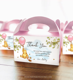 Editable Winnie The Pooh Gable Box Label Classic Pooh Birthday Box Label Pooh Party Favor Baby Shower Girl Download Printable Corjl 0425