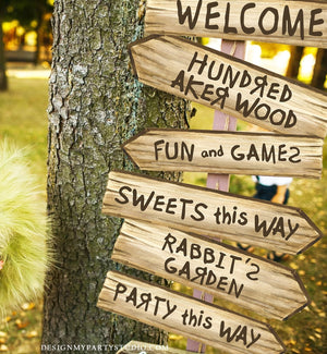 Printable Winnie The Pooh Arrow Signs Pooh Birthday Party Decor Classic Winnie The Pooh Welcome 100 Acre Wood Directions DIY Digital 0425