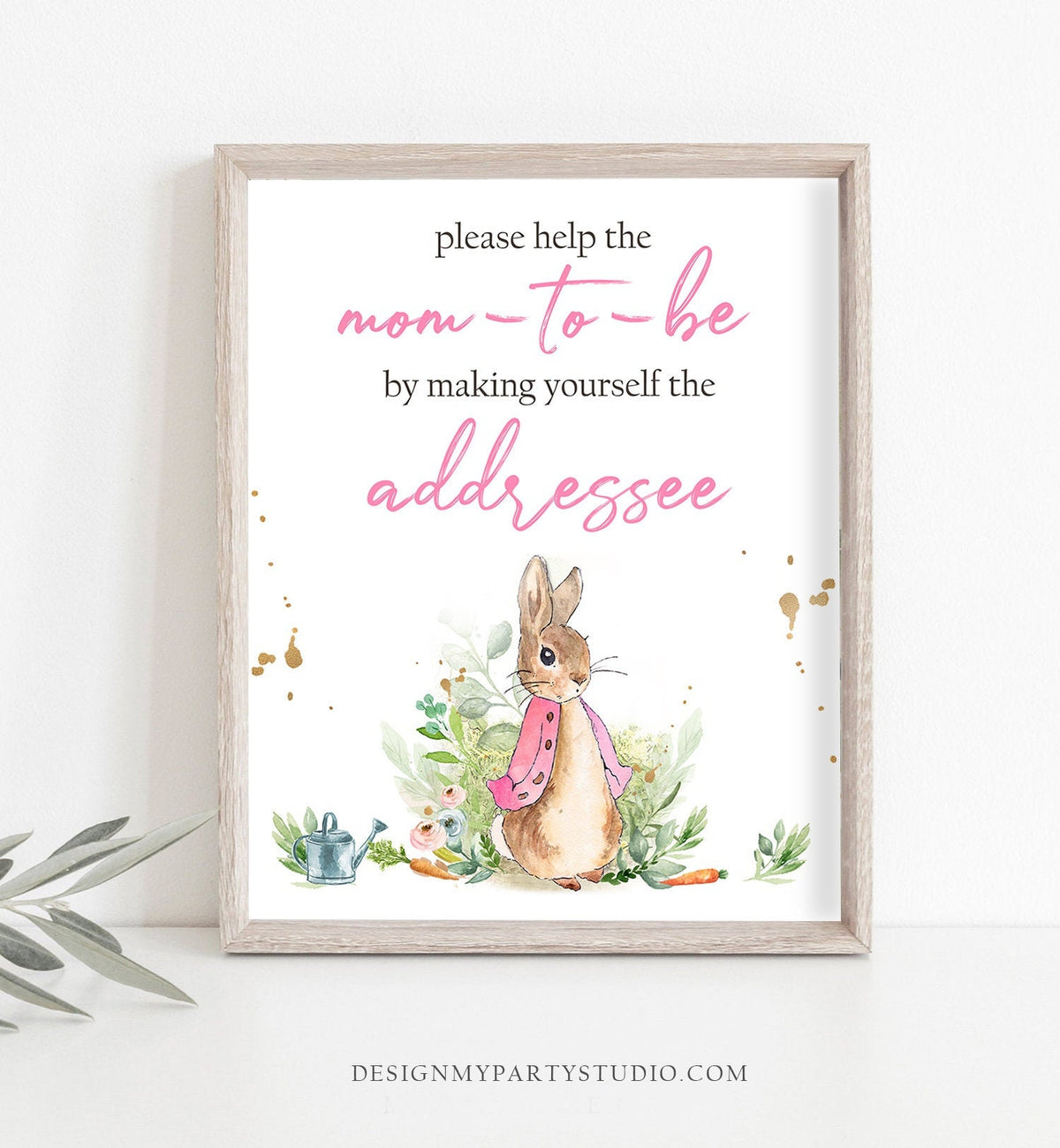 Envelope Station Sign Peter Rabbit Baby Shower Beatrix Potter Shower Game Flopsy Bunny Girl Addressee Mom-to-be Sign Spring PRINTABLE 0351