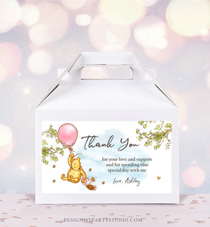 Editable Winnie The Pooh Gable Box Label Classic Pooh Birthday Box Label Pooh Party Favor Baby Shower Girl Download Printable Corjl 0425