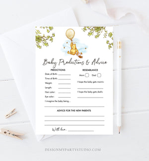 Editable Baby Predictions Baby Shower Game Advice for Parents Winnie The Pooh Baby Shower Rustic Unisex Corjl Template Printable 0425