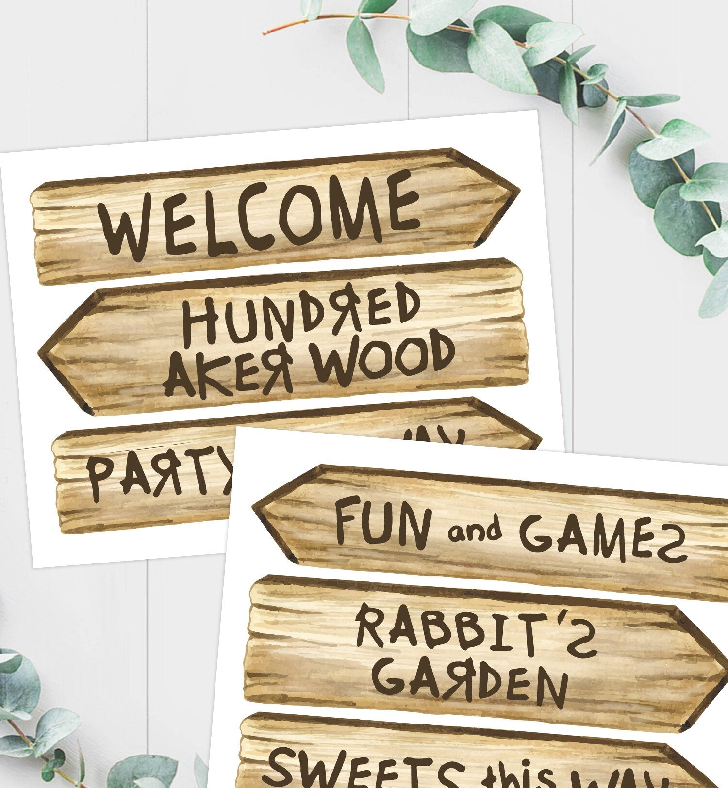 Printable Winnie The Pooh Arrow Signs Pooh Birthday Party Decor Classic Winnie The Pooh Welcome 100 Acre Wood Directions DIY Digital 0425