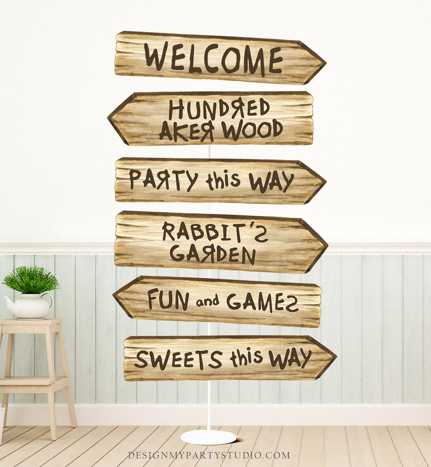 Printable Winnie The Pooh Arrow Signs Pooh Birthday Party Decor Classic Winnie The Pooh Welcome 100 Acre Wood Directions DIY Digital 0425