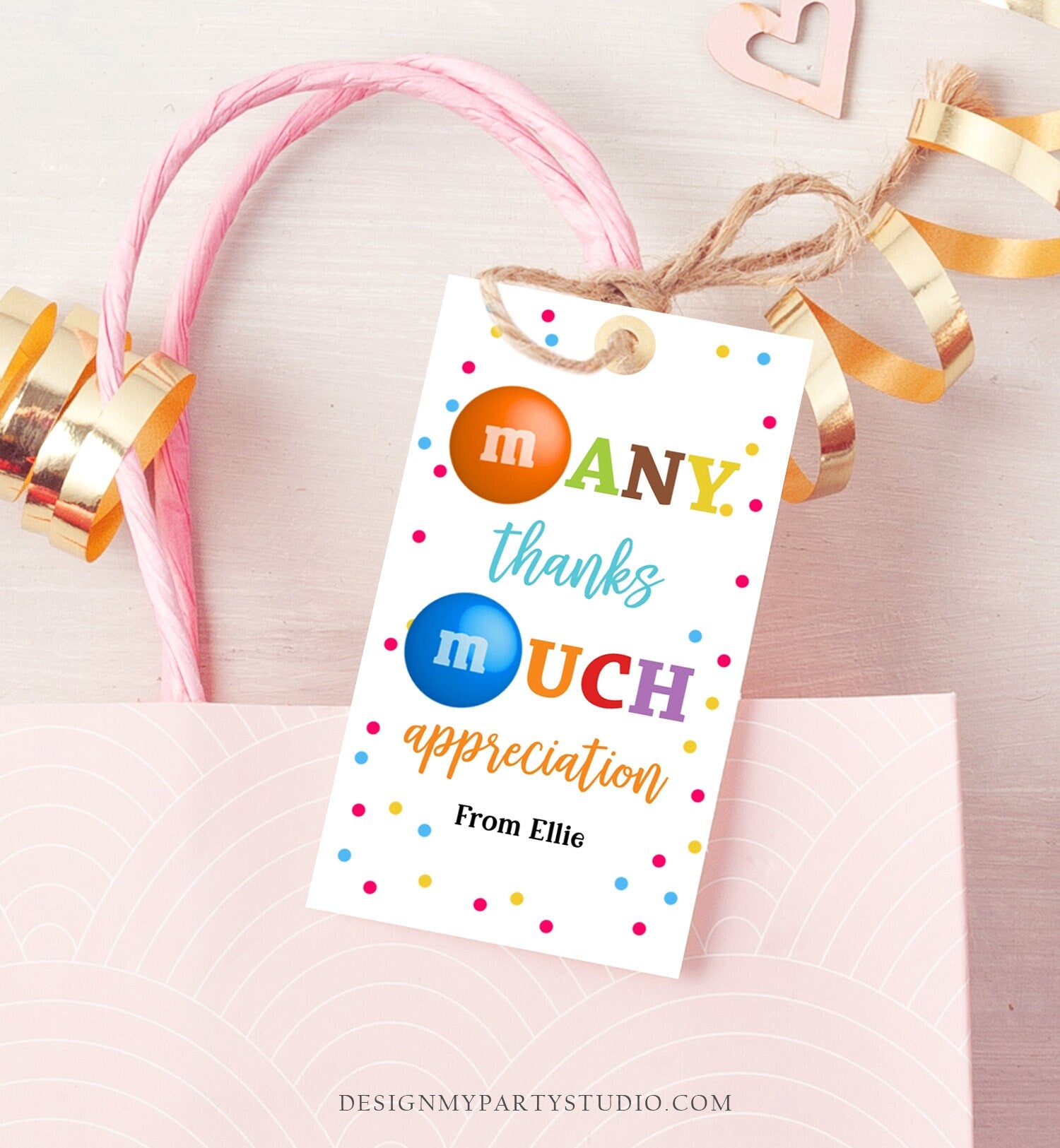 Editable M&M Candy Tag Many Thanks Teacher Appreciation Tag Candy Gift Tag Employee Coworker Staff Thank You Corjl Template Printable 0464