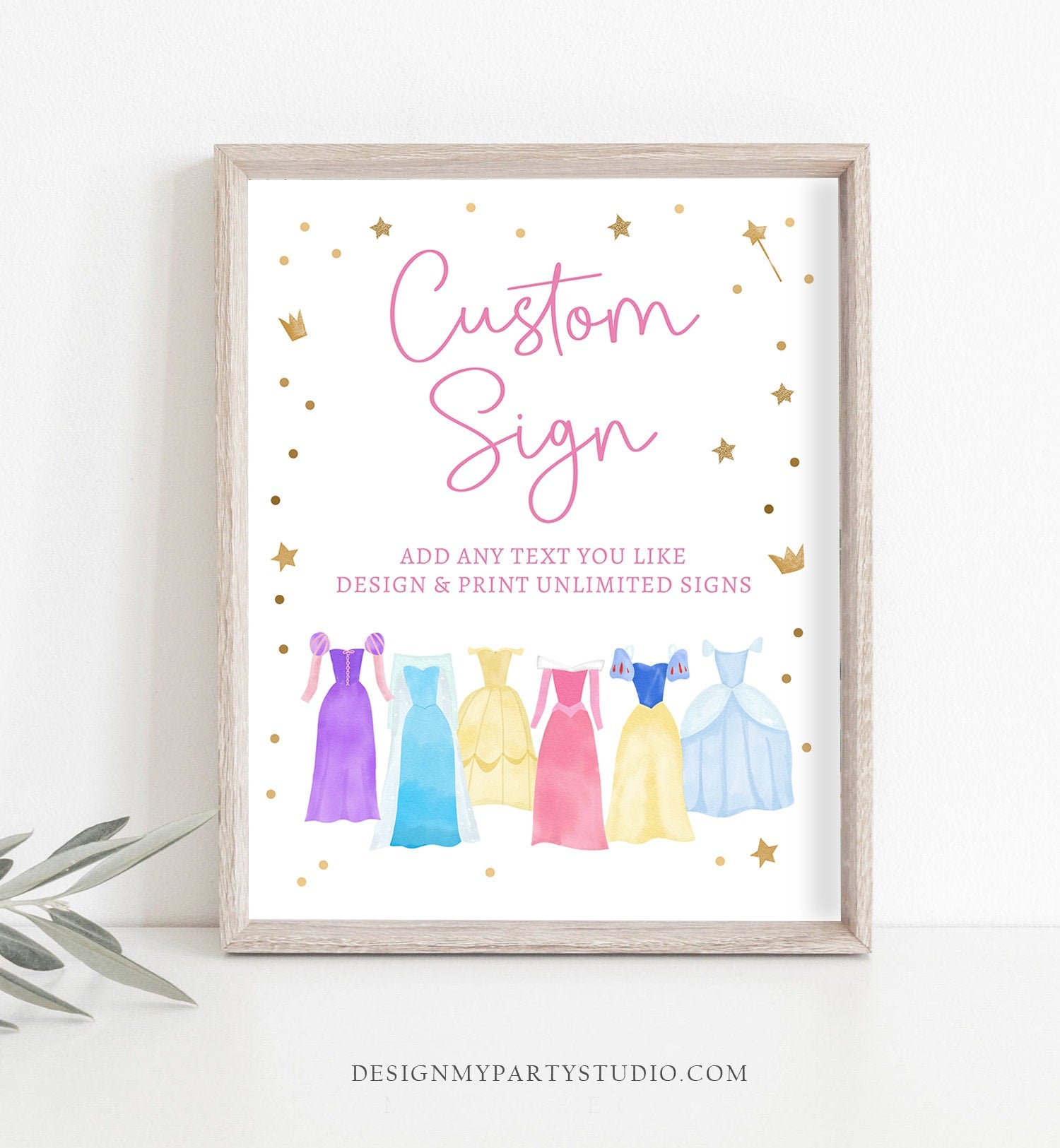 Editable Custom Sign Princess Birthday Sign Once Upon a Time Royal Birthday Pink Girl Magical Table Sign Decor 8x10 Download PRINTABLE 0462