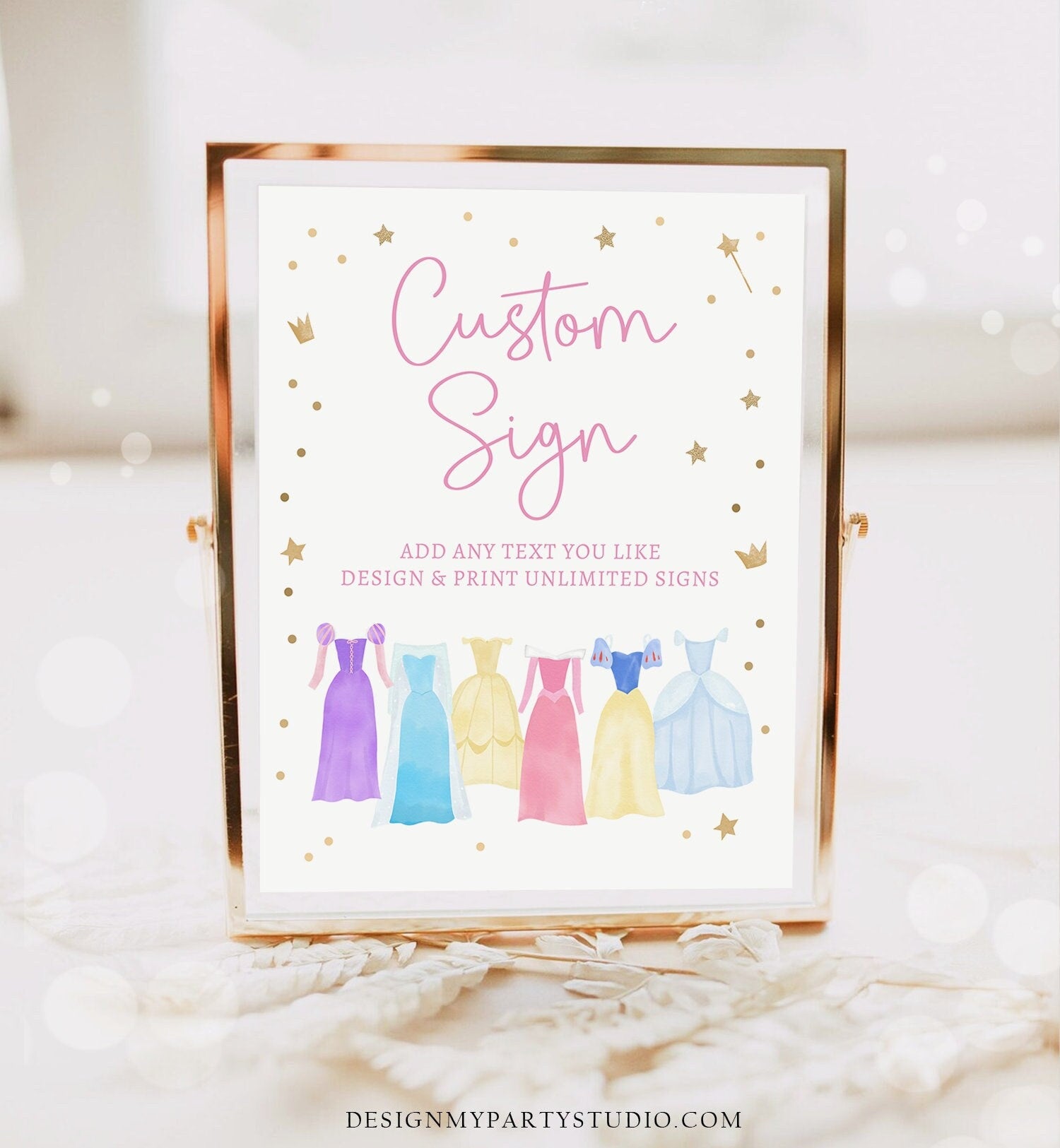 Editable Custom Sign Princess Birthday Sign Once Upon a Time Royal Birthday Pink Girl Magical Table Sign Decor 8x10 Download PRINTABLE 0462