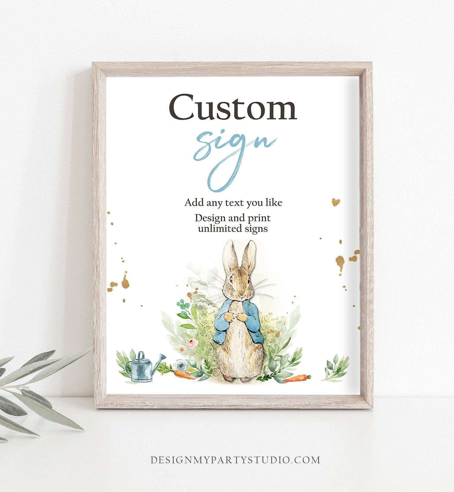 Editable Custom Sign Peter Rabbit Baby Shower Decor Table Sign Peter Rabbit Birthday Rustic Boy Download Corjl Template Printable 8x10 0351