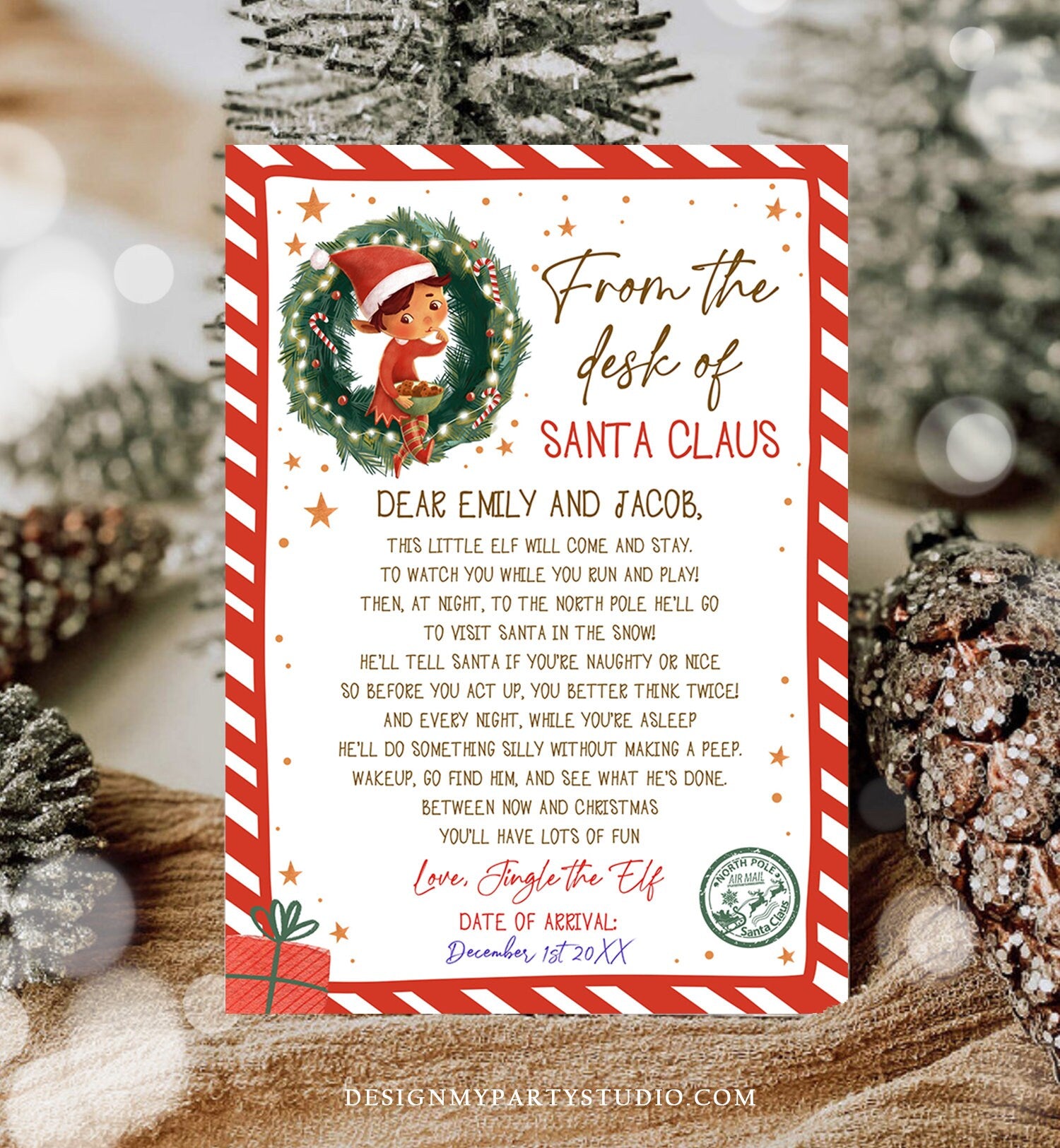 Editable First Time Elf Arrival Letter Return Letter Christmas Elf I'm Back Elf Welcome Christmas Elf Santa Claus Printable Template 0481