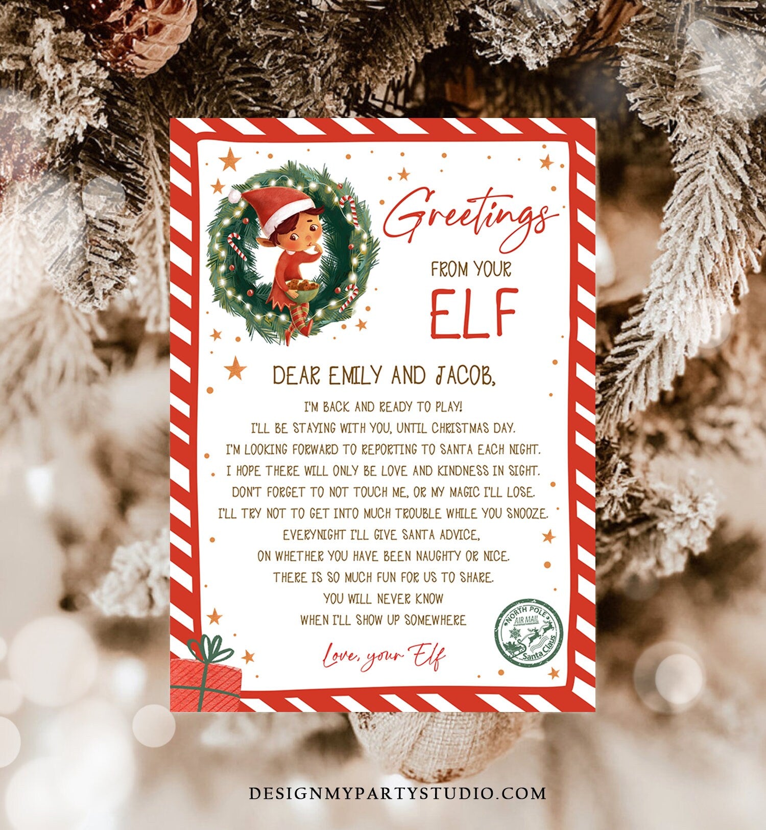 Editable Greetings Elf Arrival Letter Return Letter Christmas Elf I'm Back Elf Welcome Hello Letter From Your Elf Printable Template 0481